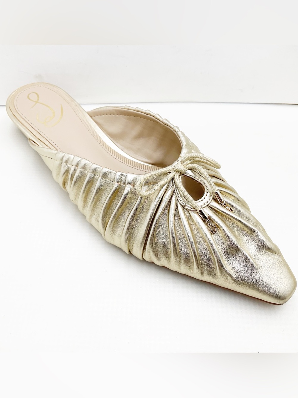 {Sam Edelman} Julia Metallic Gold Pointed Toe Mules - Picture 2 of 14